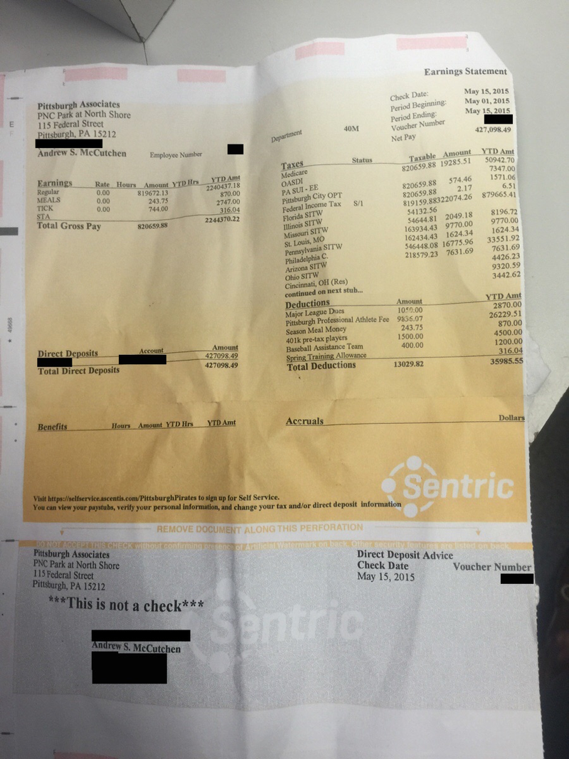 Illustration for article titled Let's Take A Look At Andrew McCutchen's Pay Stub